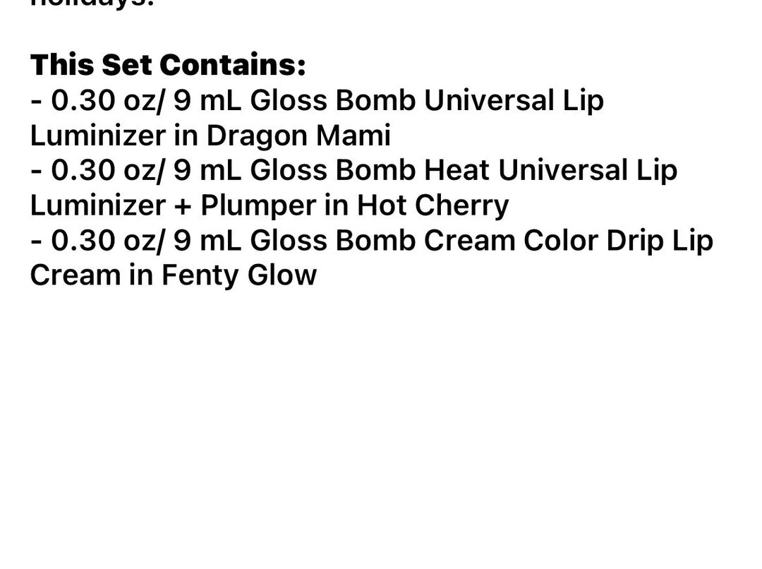 Fenty Beauty By Rihanna Glossy Posse Vii Full-Size Gloss Bomb Trio New - GLAM MODA