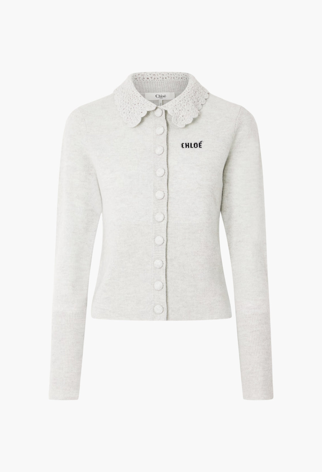 Crochet-Trimmed Logo-Detailed Wool Cardigan - GLAM MODA