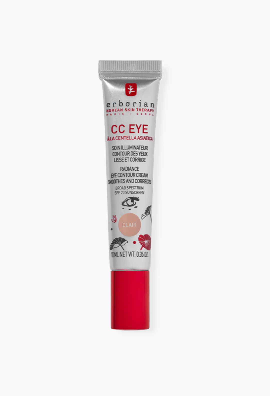 GLAM MODA Erborian CC Eye tinted cream in a silver tube with red cap for brightening and smoothing the eye area