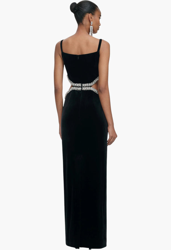 Black Velvet Cut Out Maxi Dress