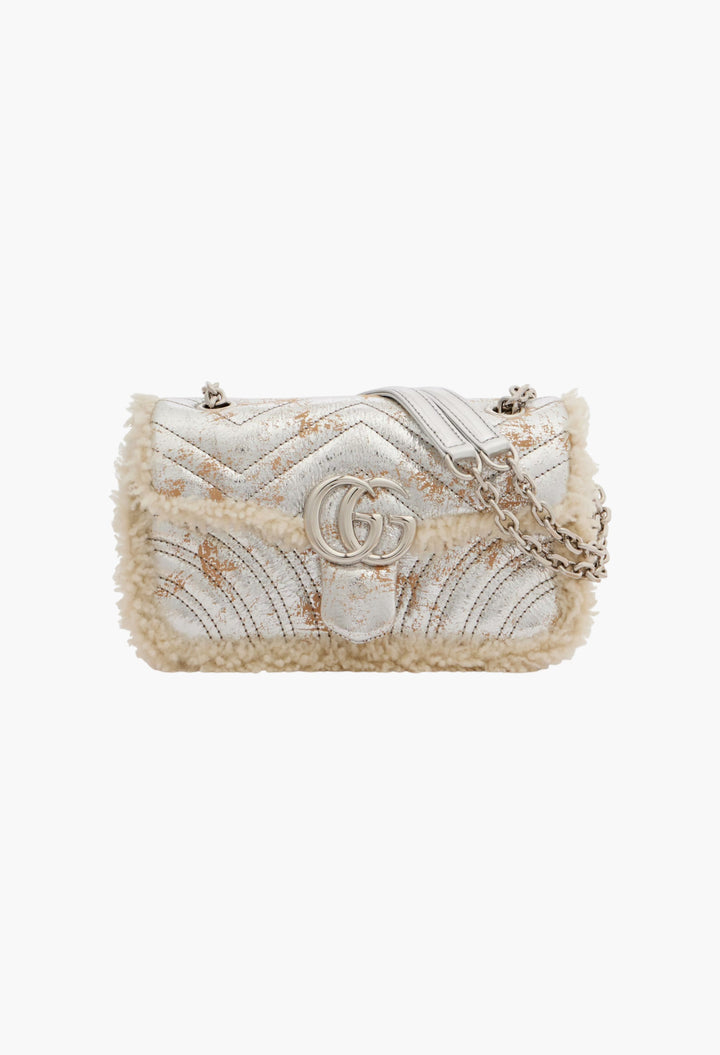 GG Marmont Medium Metallic Leather Shoulder Bag - GLAM MODA