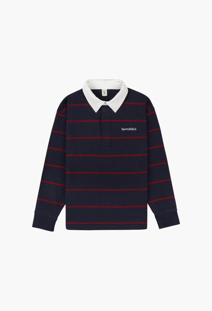 Serif Logo Rugby Polo Men - Dark Navy/White/Merlot - GLAM MODA