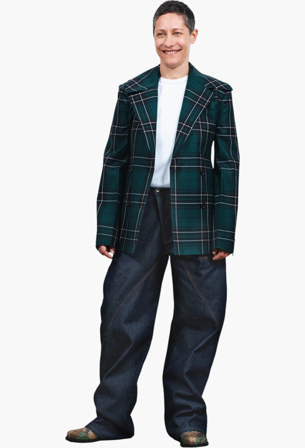 Fitted Waist Tailored Jacket In Forest Green