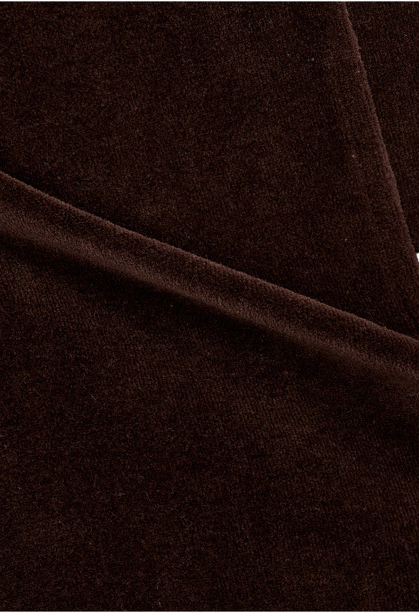 Rolled Waist Velour Cargo Pants, Brown