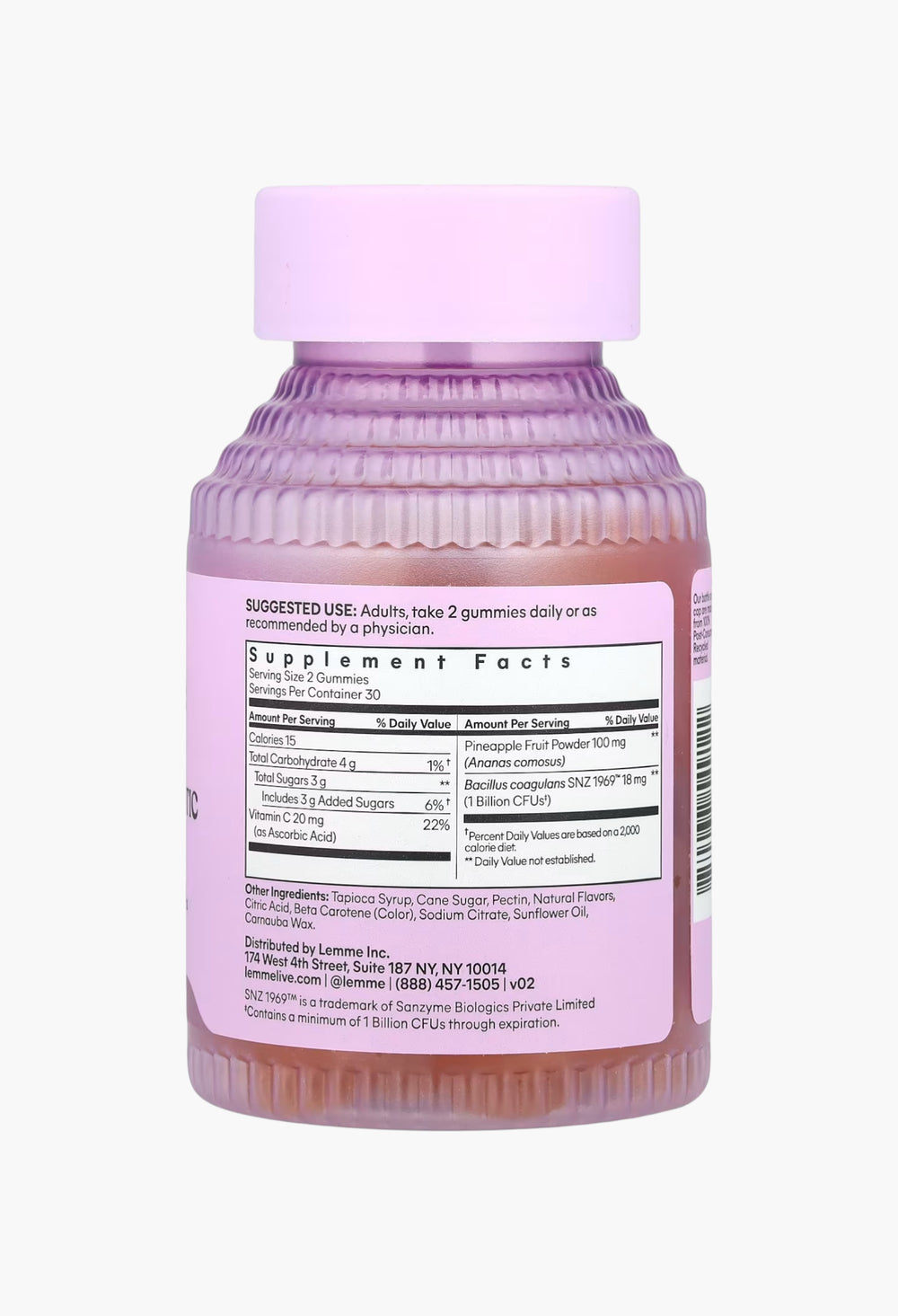 Lemme, Purr, Vaginal Probiotic Gummies, Pineapple, 60 Gummies - GLAM MODA