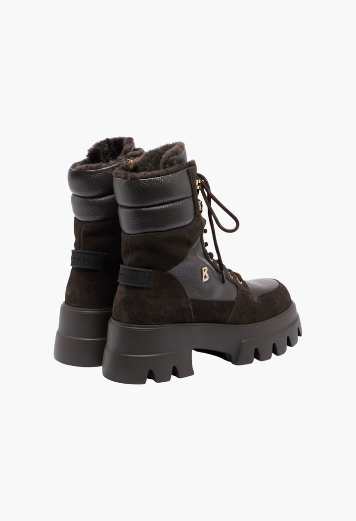 Sapporo Shearling-Lined Leather Lace-Up Boots - GLAM MODA