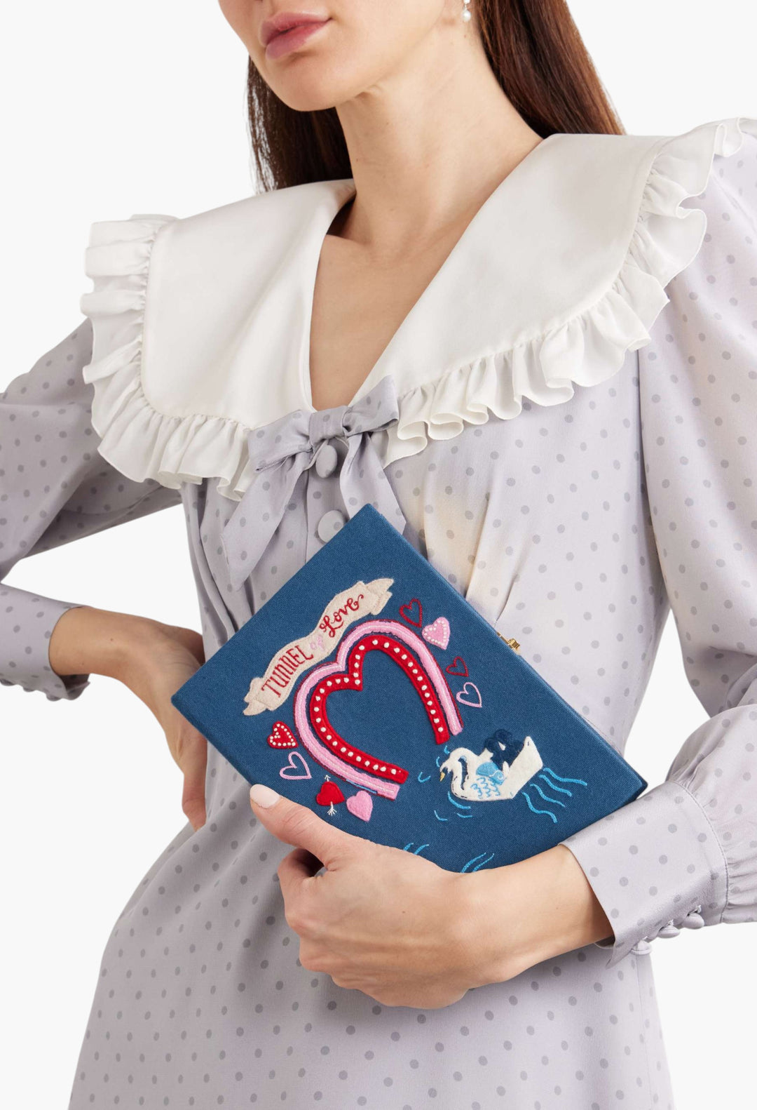 Tunnel Of Love Embroidered Appliquéd Canvas Clutch - GLAM MODA