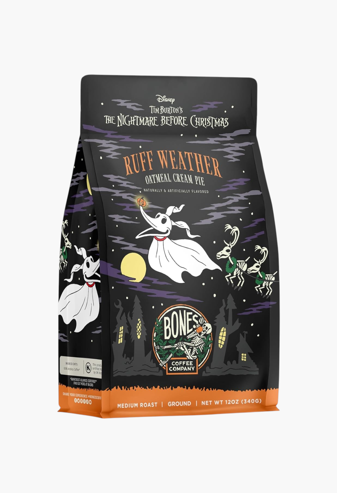 GLAM MODA Bones Coffee Company Nightmare Before Christmas Santa Jack oatmeal cream pie medium roast ground coffee