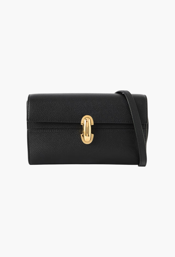 Black - Symmetry Mini Textured-Leather Shoulder Bag