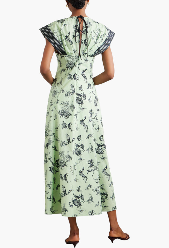 Push Me To The Edge Paneled Printed Cotton-Poplin Maxi Dress - GLAM MODA