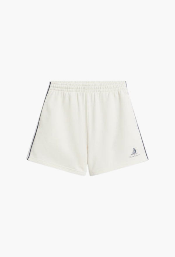 Ivory- Printed Wide Terry Shorts