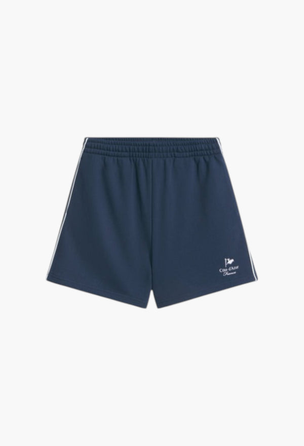Navy- Printed Wide Terry Shorts