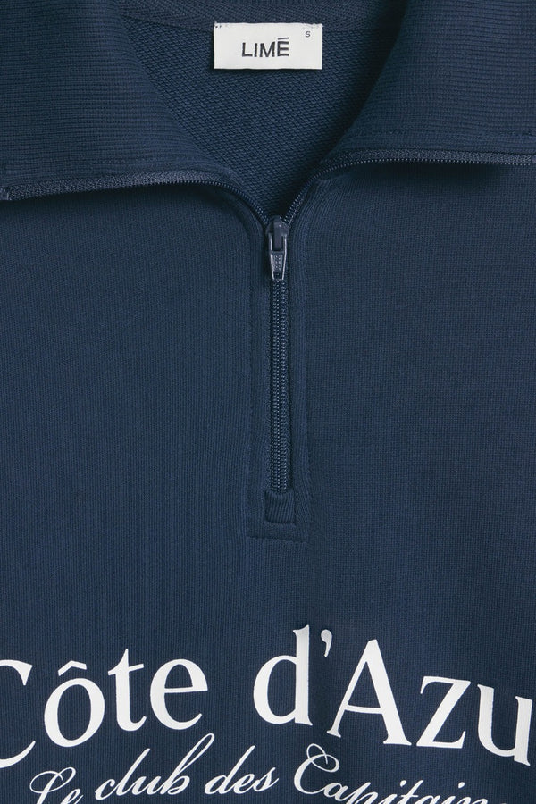 Navy - Printed Zip-Top Sweatshirt