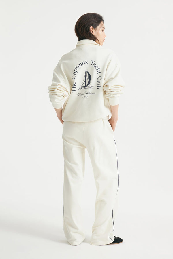 Ivory - Side-Striped Print-Motif Trousers