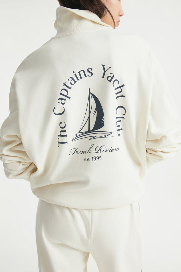 Ivory - Printed Zip-Top Sweatshirt