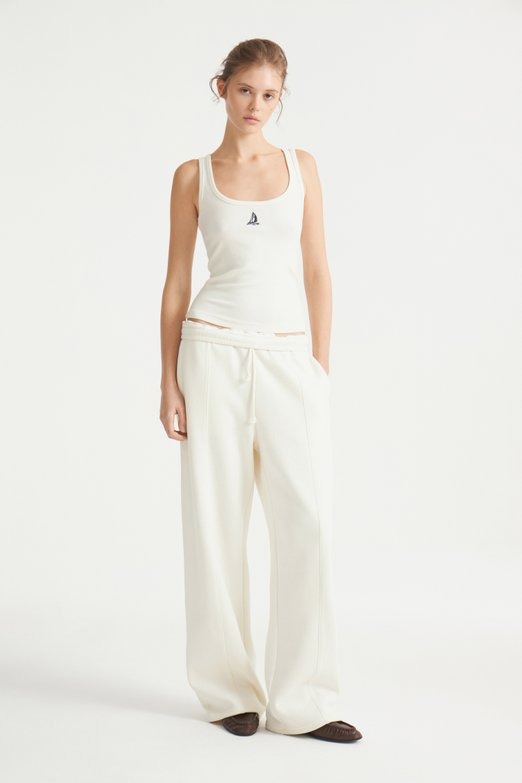 Ivory - Cotton And Viscose Top With Embroidery