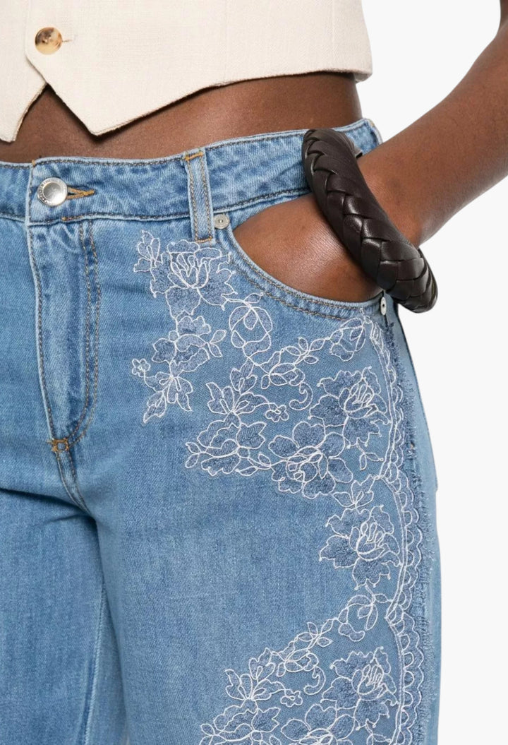 Embroidered Denim Jeans - GLAM MODA