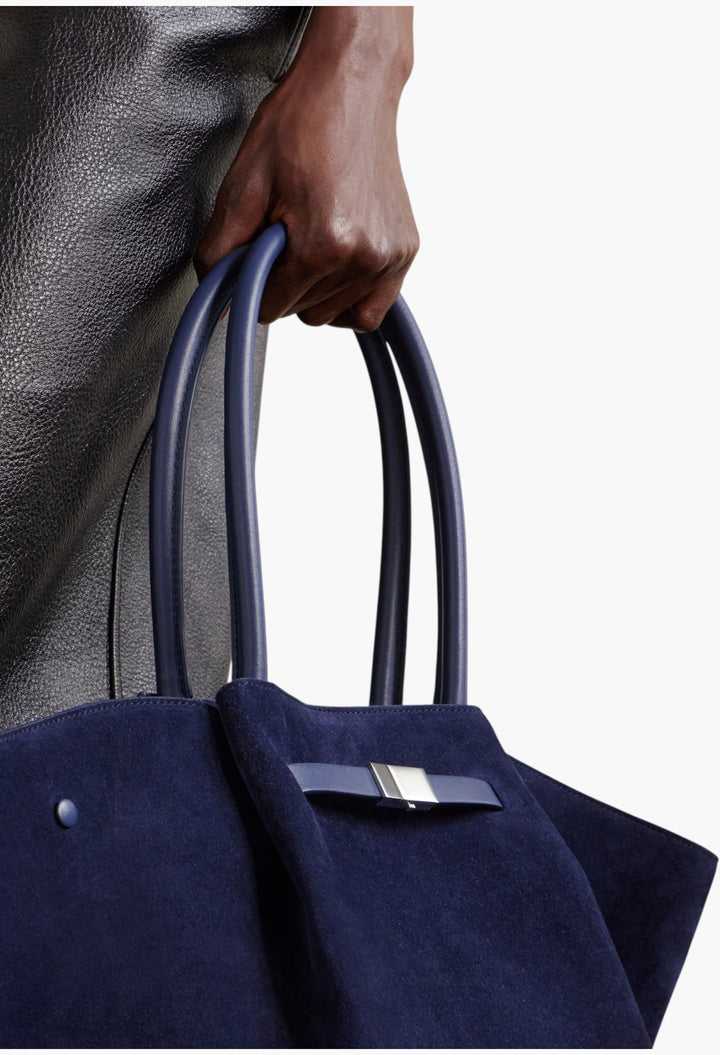 New York Large Leather-Trimmed Suede Tote - GLAM MODA