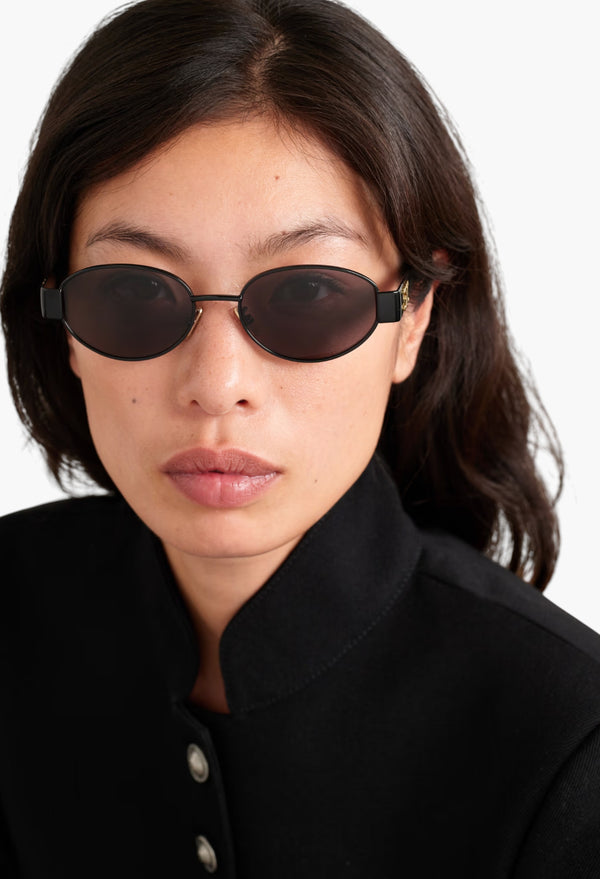 Oval-Frame Metal And Acetate Sunglasses