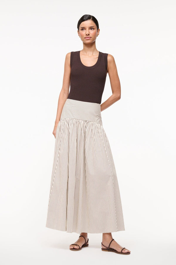 Ivory Dark Oak Micro Stripe - Procida  Skirt