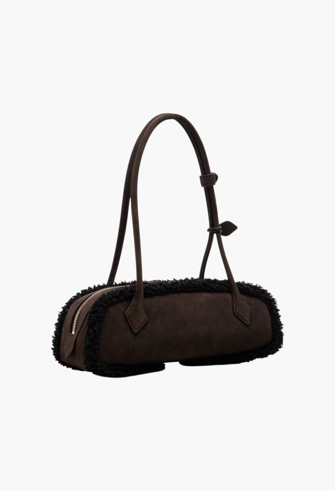 Le Teckel Medium Suede Shoulder Bag - Marron - GLAM MODA
