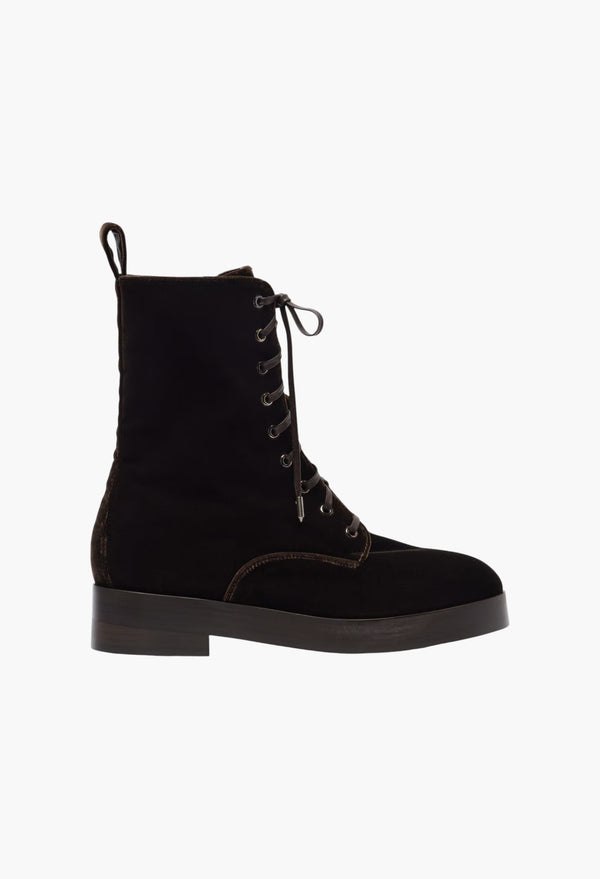 Ben 20 Leather-Trimmed Velvet Combat Boots