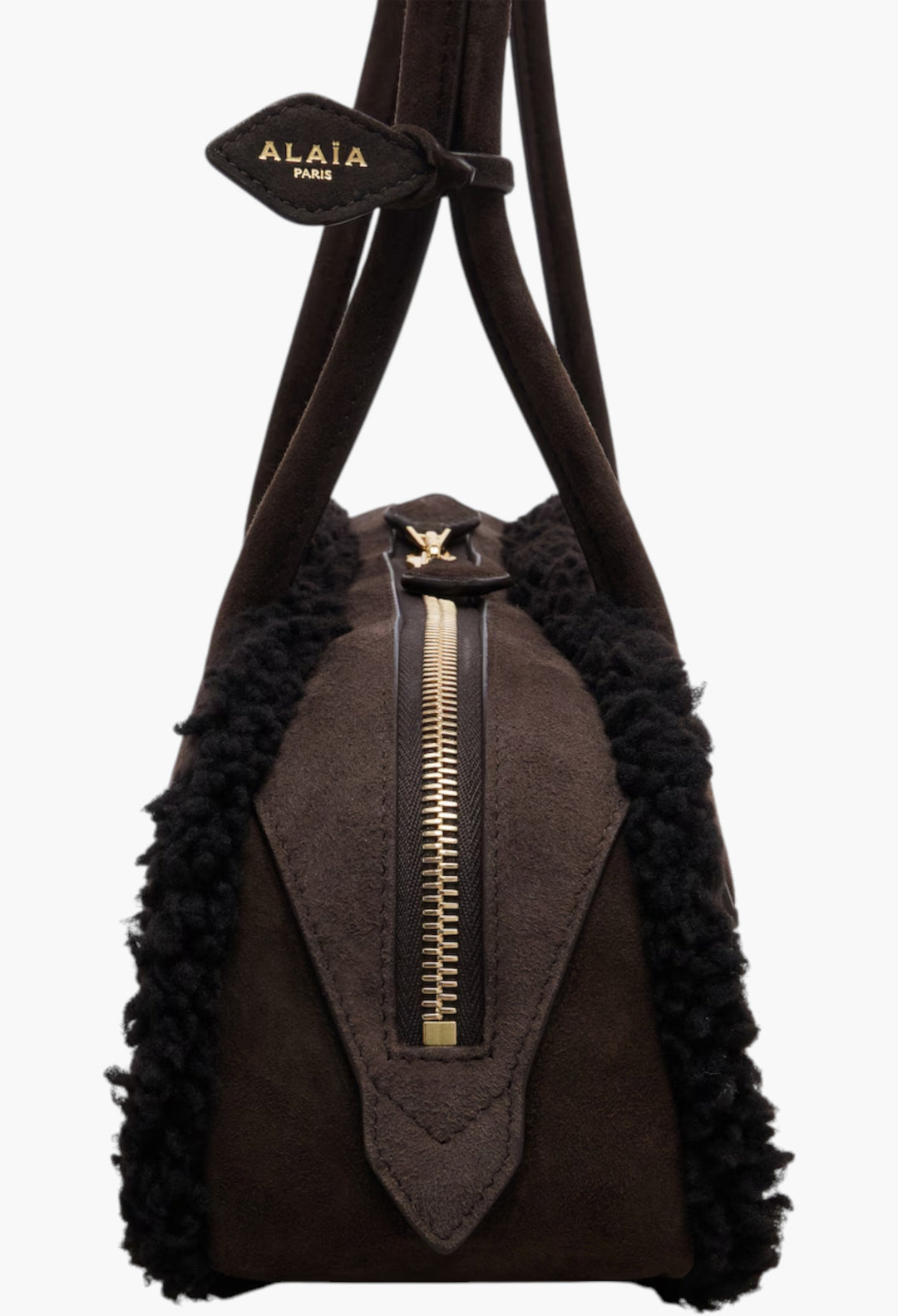 Le Teckel Medium Suede Shoulder Bag - Marron - GLAM MODA