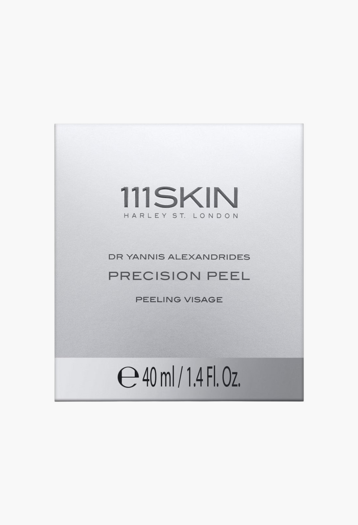 GLAM MODA 111SKIN Precision Peel 40ml resurfacing treatment box in silver packaging.