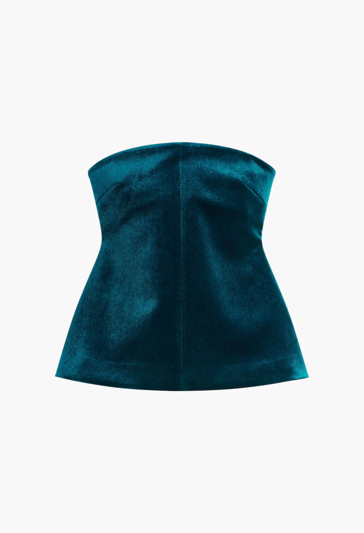Laila Velvet Hourglass Bustier - Deep Green - GLAM MODA