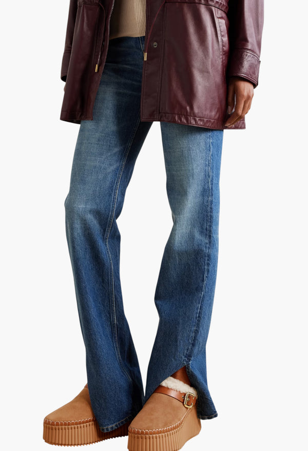 Nama Buckled Shearling-Lined Suede Platform Mules