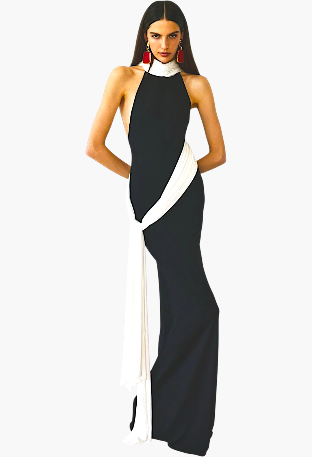 Leia Train Dress In Raven - GLAM MODA