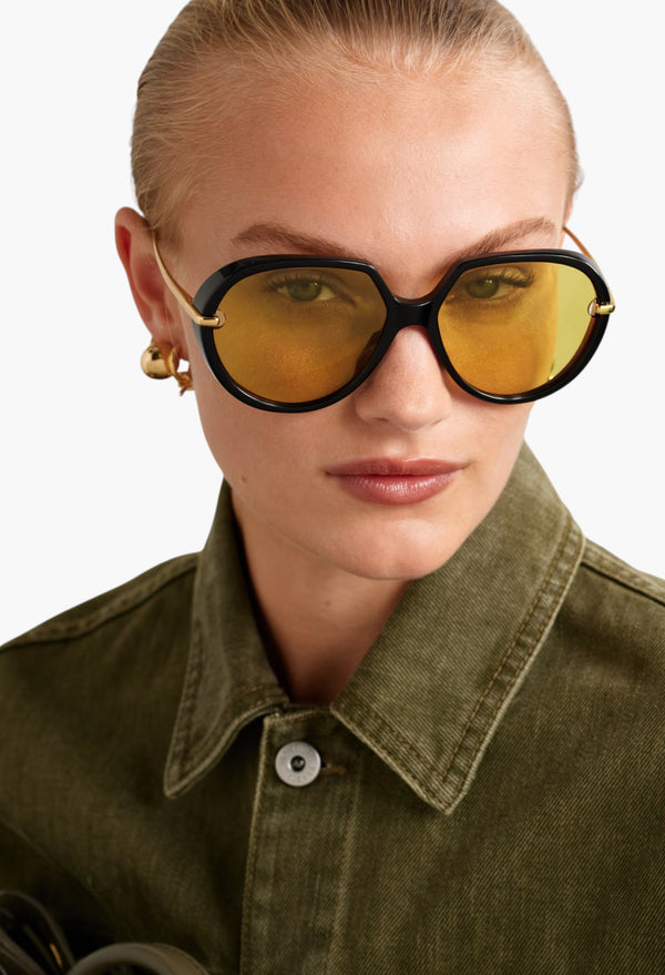 Drop Round-Frame Acetate And Gold-Tone Sunglasses