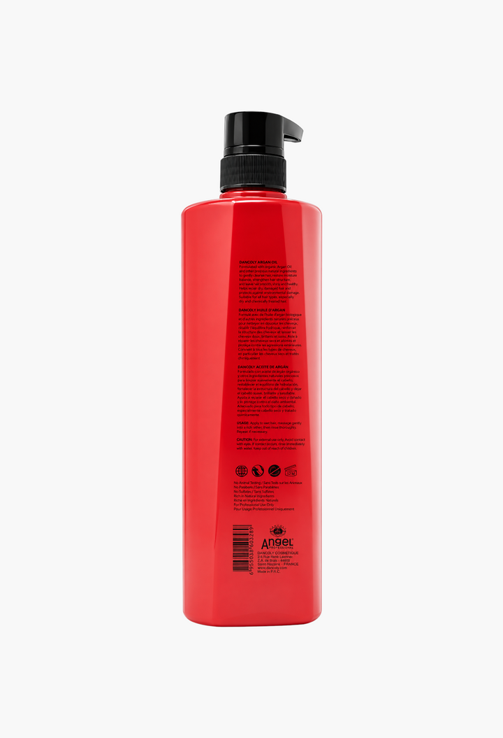 GLAM MODA Dancoly Argan Active Oxygen repair conditioner bottle back view with ingredient list and usage instructions