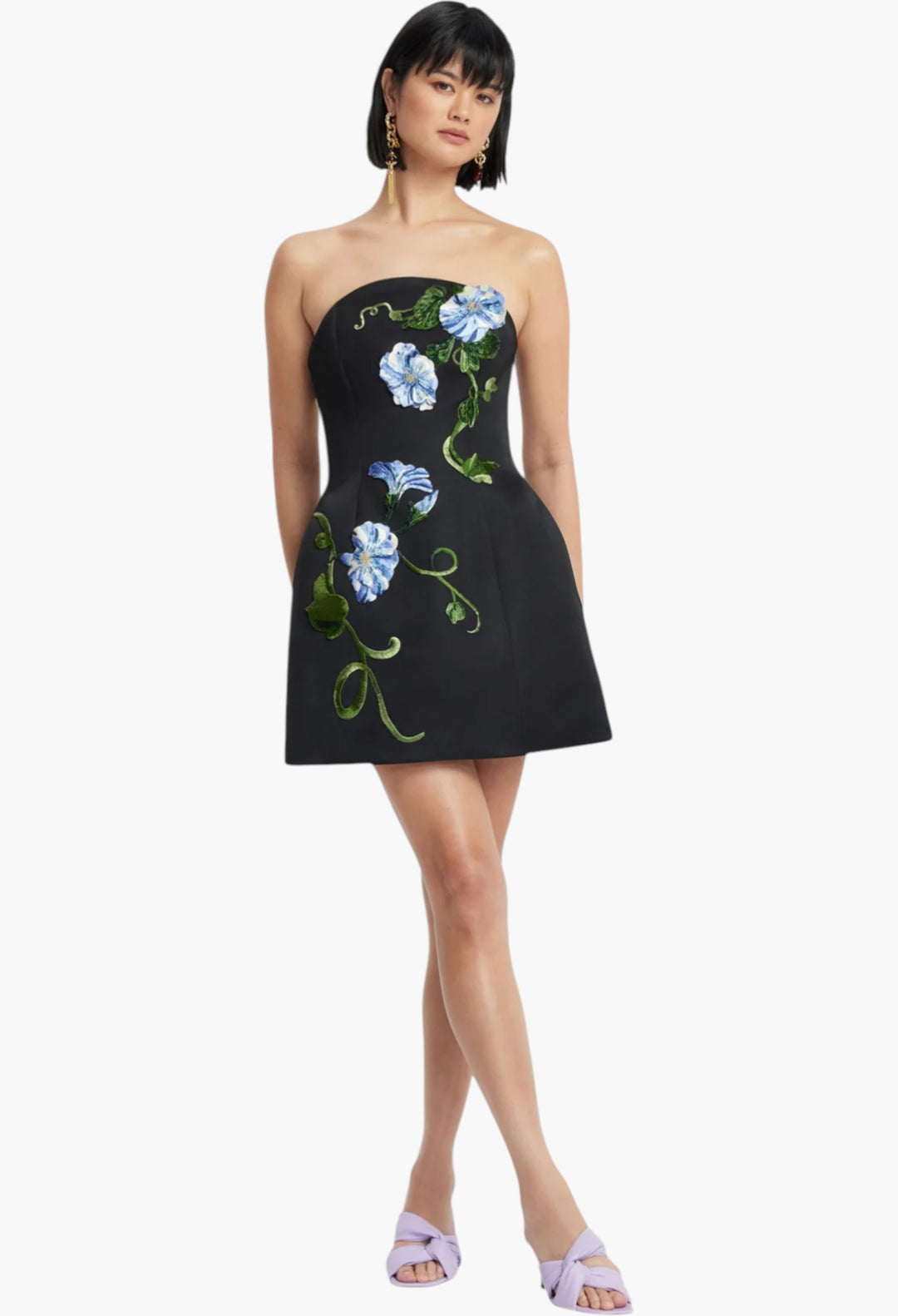 Appliqué Floral Bustier Mini Dress - GLAM MODA