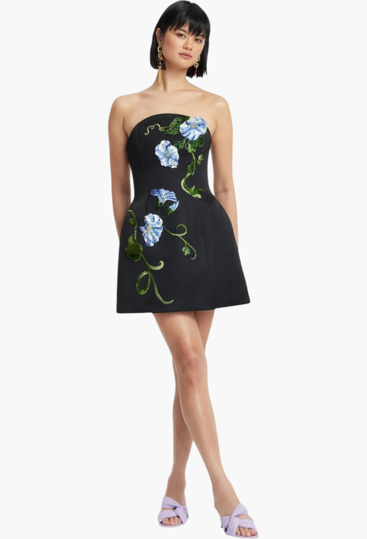 Appliqué Floral Bustier Mini Dress - GLAM MODA