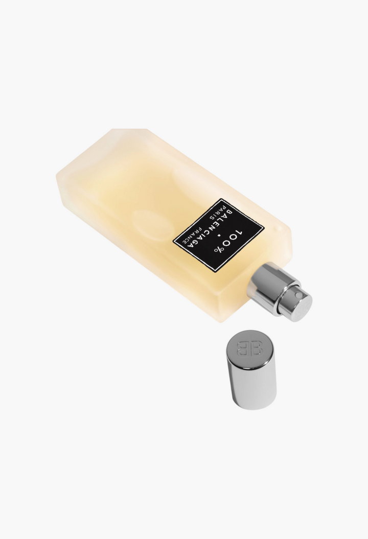 GLAM MODA Balenciaga 100% floral hair mist in a 50ml frosted glass bottle with a silver cap and spray nozzle.