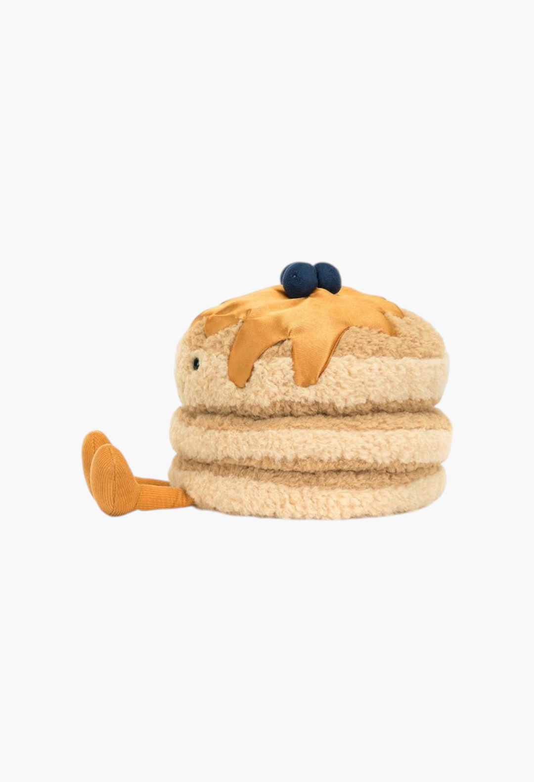 GLAM MODA Amuseables Fran Pancakes plush toy with fluffy tan layers, golden syrup topping, and blue berries.