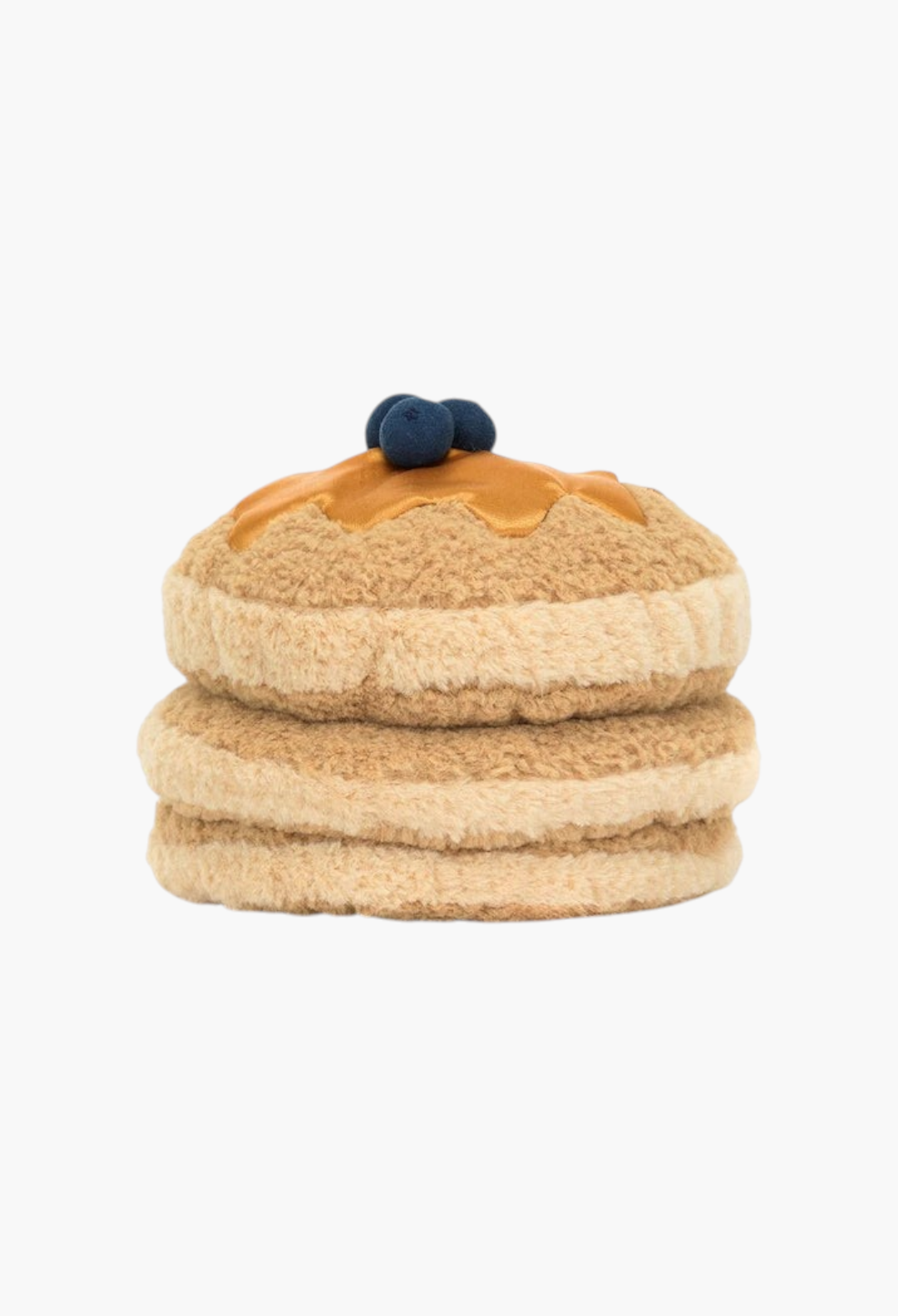 GLAM MODA Amuseables Fran Pancakes plush toy featuring a stack of soft tan polyester pancakes topped with blueberries
