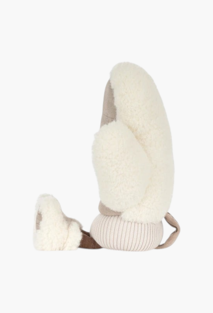 GLAM MODA Amuseables Fitswell Mitten plush toy with cream faux fur, ribbed cuff, and cute dangling legs