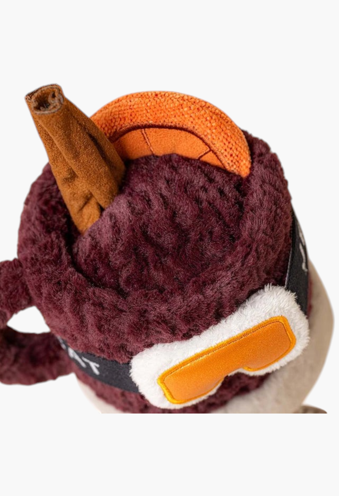 GLAM MODA Amuseables Mullover Spiced Drink plush toy featuring a dark red textured mug with cinnamon and orange slice