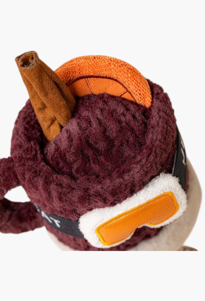 GLAM MODA Amuseables Mullover Spiced Drink plush toy featuring a dark red textured mug with cinnamon and orange slice