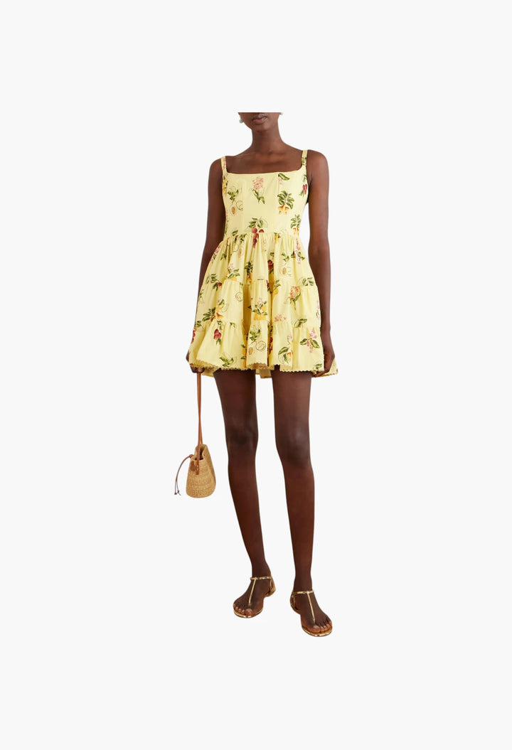 Granadilla tiered floral-print cotton-poplin mini dress