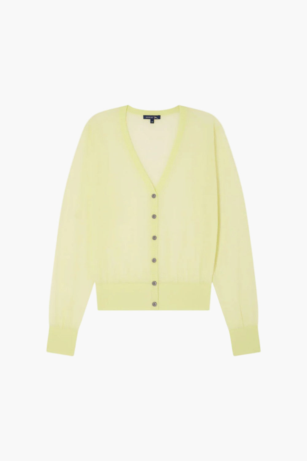 Acid Yellow - Etretat Cardigan  Sheer Knit Cardigan - GLAM MODA