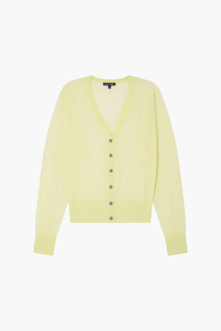 Acid Yellow - Etretat Cardigan  Sheer Knit Cardigan - GLAM MODA