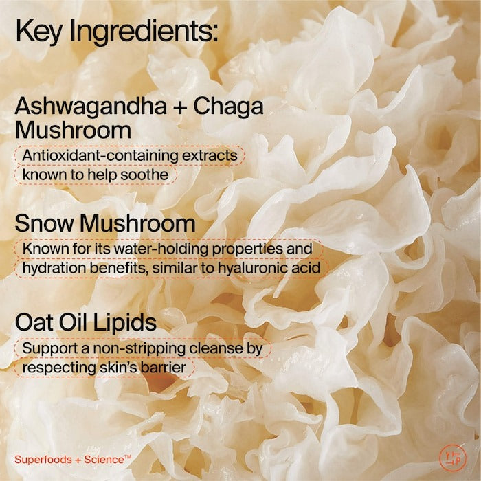 Adaptogens + Snow Mushroom + Oat Oil Lipids + Vitamins Supershroom Calm Cleanser - GLAM MODA