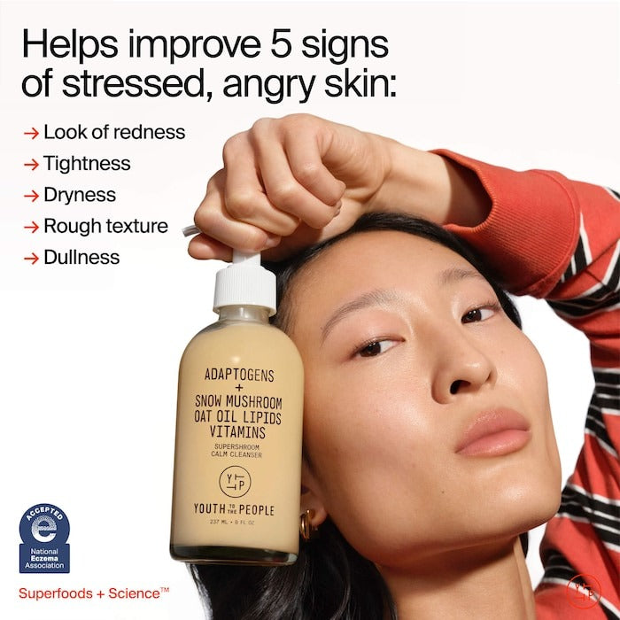 Adaptogens + Snow Mushroom + Oat Oil Lipids + Vitamins Supershroom Calm Cleanser - GLAM MODA