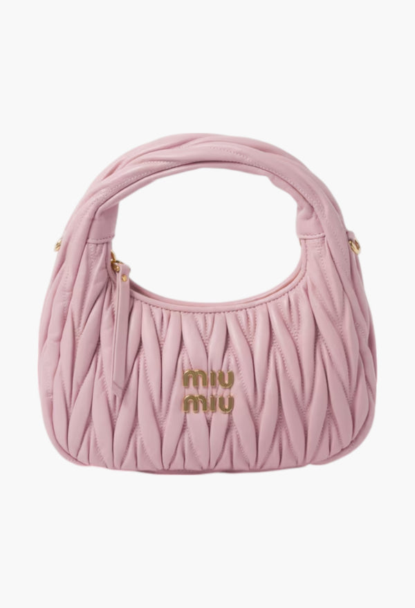 Alabaster Pink Small - Wander Matelassé Nappa Leather Hobo Bag