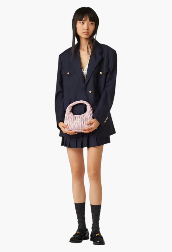 Alabaster Pink Small - Wander Matelassé Nappa Leather Hobo Bag