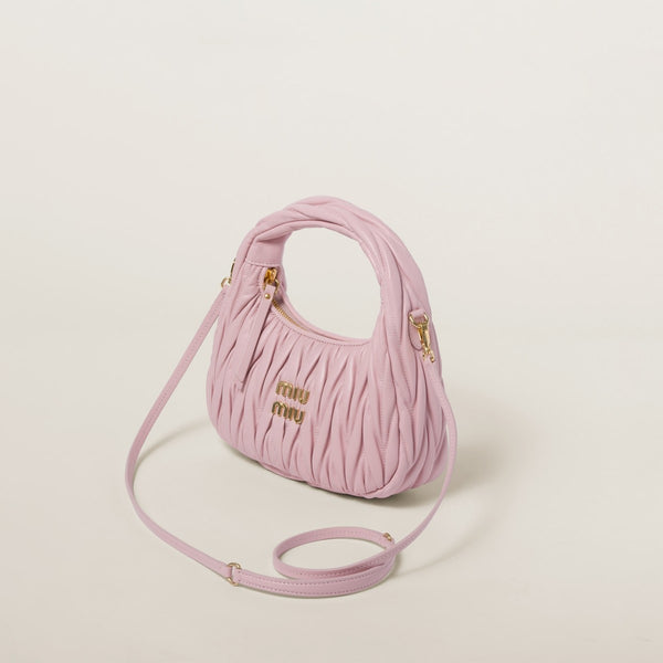 Alabaster Pink Small - Wander Matelassé Nappa Leather Hobo Bag