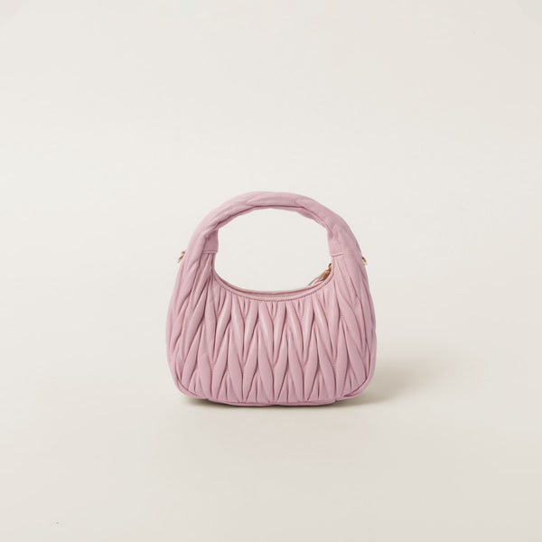 Alabaster Pink Small - Wander Matelassé Nappa Leather Hobo Bag